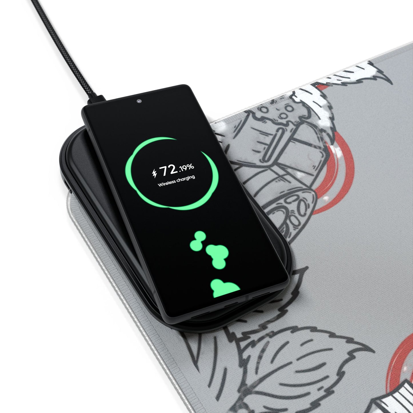 RGB Gaming Desk Mat with Sushi and Floral Design