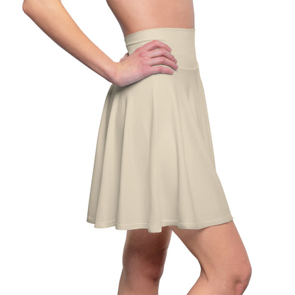 Flared High-Waist Beige Skater Skirt