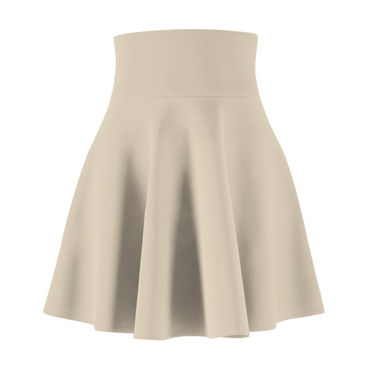 Flared High-Waist Beige Skater Skirt