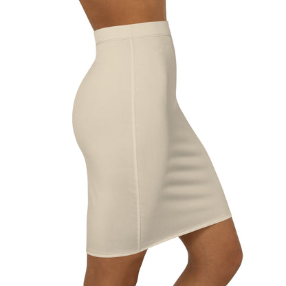Beige Mid-Rise Pencil Skirt – Sleek Everyday & Office Mini